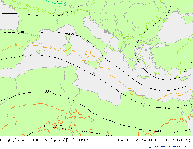 Z500/Rain (+SLP)/Z850 ECMWF Sa 04.05.2024 18 UTC