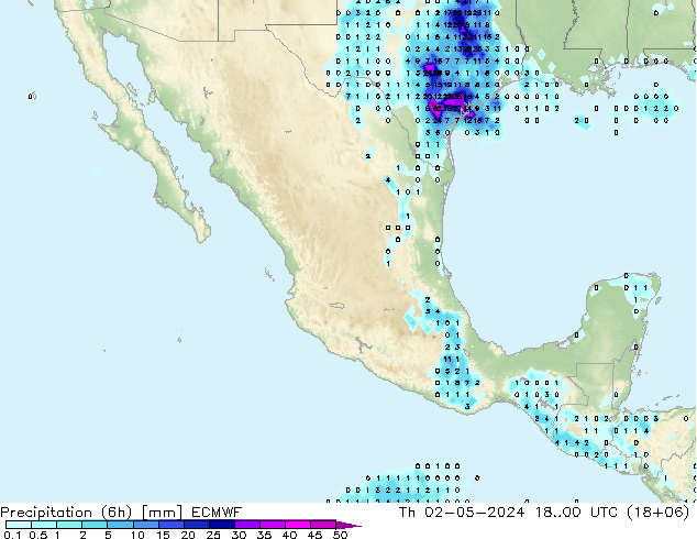 Precipitación (6h) ECMWF jue 02.05.2024 00 UTC