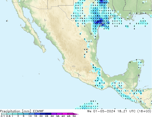 Precipitación ECMWF mié 01.05.2024 21 UTC