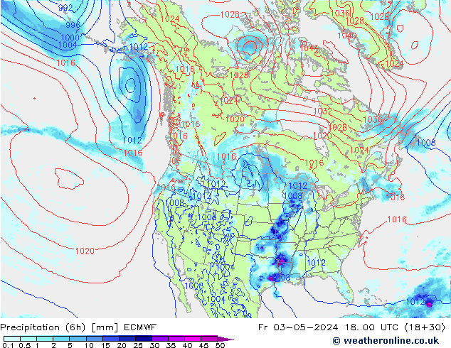 Z500/Yağmur (+YB)/Z850 ECMWF Cu 03.05.2024 00 UTC