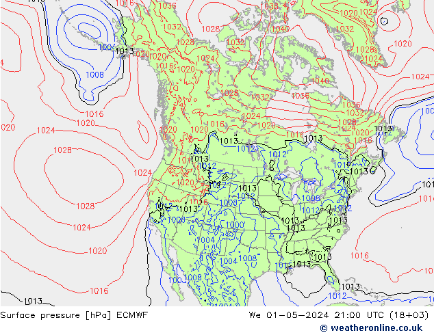 Bodendruck ECMWF Mi 01.05.2024 21 UTC