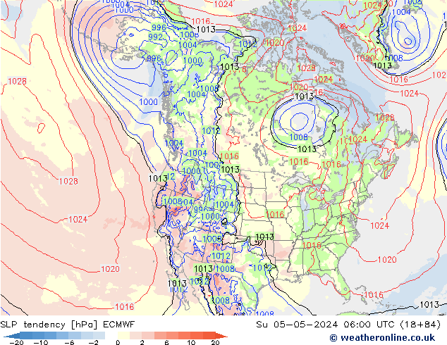 Druktendens (+/-) ECMWF zo 05.05.2024 06 UTC