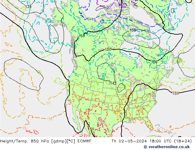 Height/Temp. 850 hPa ECMWF Th 02.05.2024 18 UTC