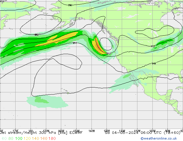 Jet stream/Height 300 hPa ECMWF Sa 04.05.2024 06 UTC