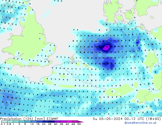 Precipitación (12h) ECMWF dom 05.05.2024 12 UTC