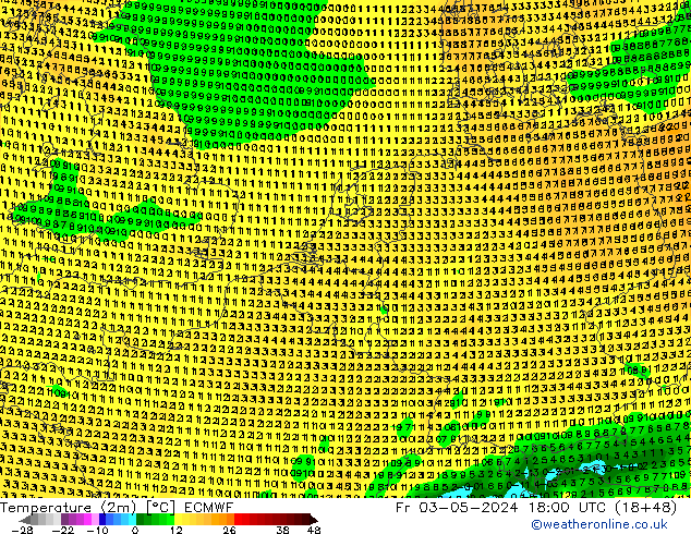 température (2m) ECMWF ven 03.05.2024 18 UTC