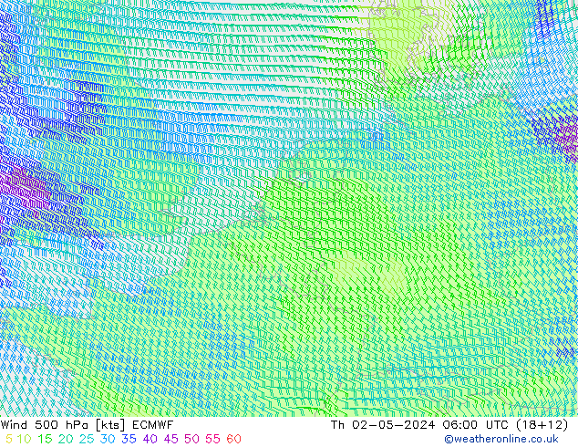 Wind 500 hPa ECMWF Do 02.05.2024 06 UTC