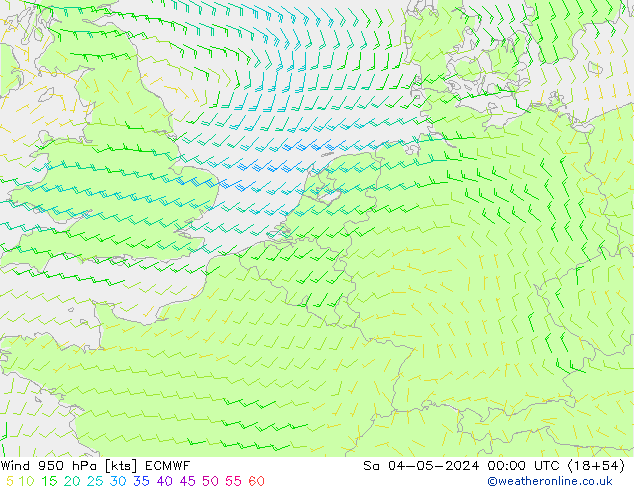 Wind 950 hPa ECMWF za 04.05.2024 00 UTC