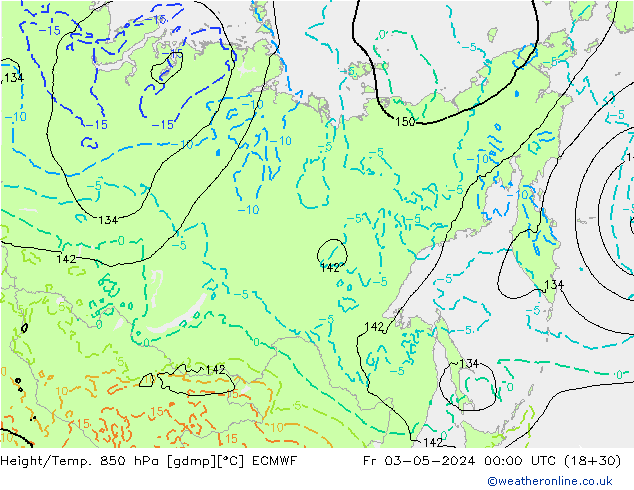 Z500/Regen(+SLP)/Z850 ECMWF vr 03.05.2024 00 UTC