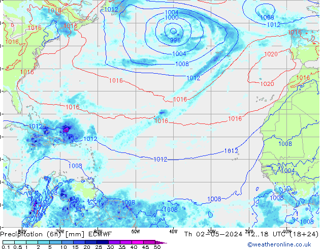 Z500/Rain (+SLP)/Z850 ECMWF gio 02.05.2024 18 UTC