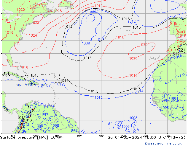 Luchtdruk (Grond) ECMWF za 04.05.2024 18 UTC