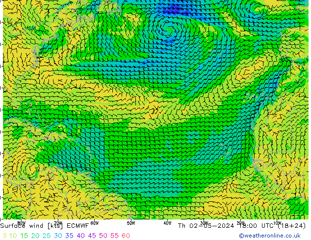 Surface wind ECMWF Th 02.05.2024 18 UTC