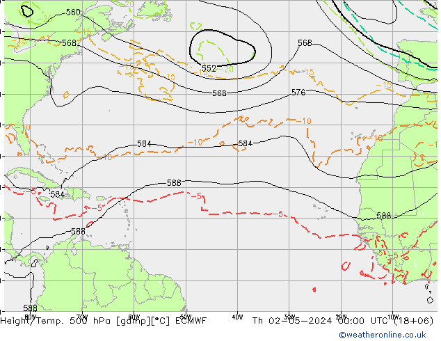 Z500/Rain (+SLP)/Z850 ECMWF Th 02.05.2024 00 UTC