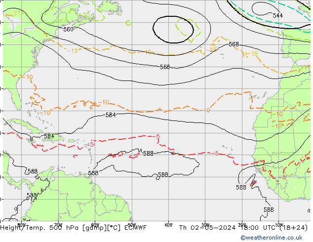 Z500/Rain (+SLP)/Z850 ECMWF gio 02.05.2024 18 UTC