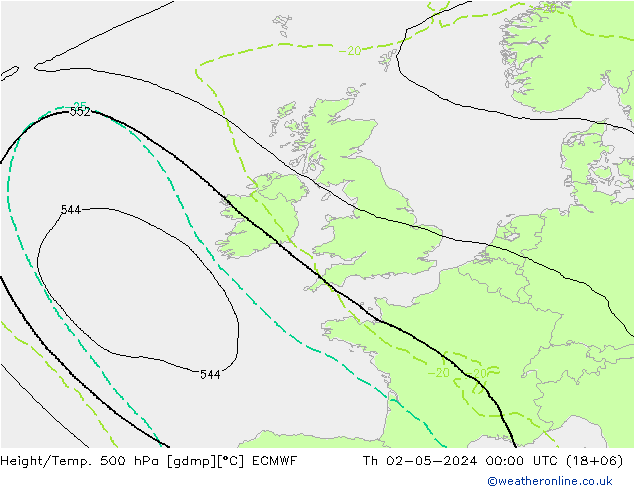 Z500/Rain (+SLP)/Z850 ECMWF Th 02.05.2024 00 UTC