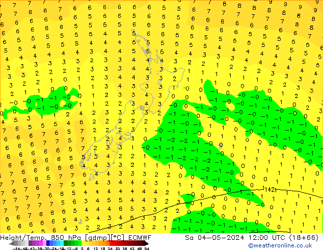 Z500/Rain (+SLP)/Z850 ECMWF сб 04.05.2024 12 UTC