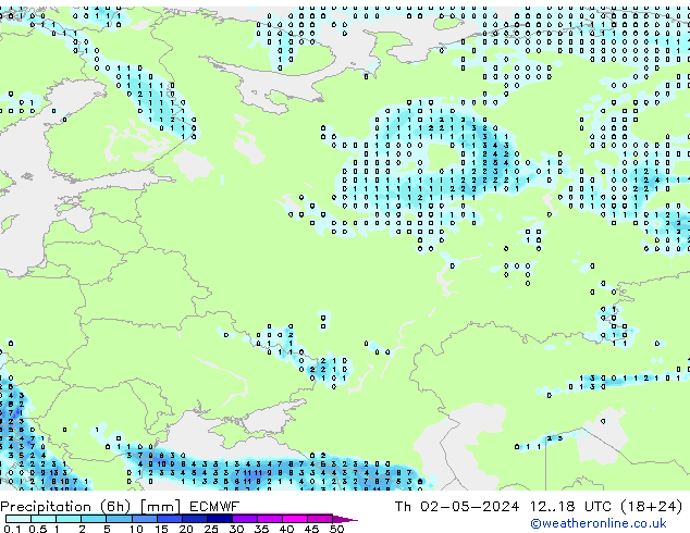 Precipitation (6h) ECMWF Th 02.05.2024 18 UTC