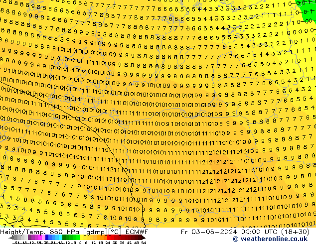 Z500/Regen(+SLP)/Z850 ECMWF vr 03.05.2024 00 UTC