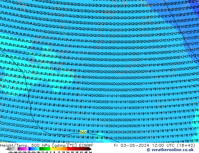 Z500/Rain (+SLP)/Z850 ECMWF  03.05.2024 12 UTC