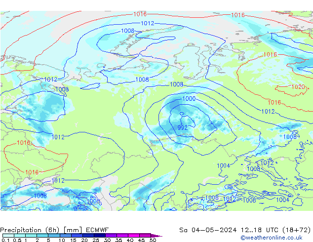 Z500/Rain (+SLP)/Z850 ECMWF Sa 04.05.2024 18 UTC