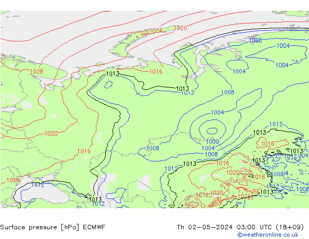 Luchtdruk (Grond) ECMWF do 02.05.2024 03 UTC