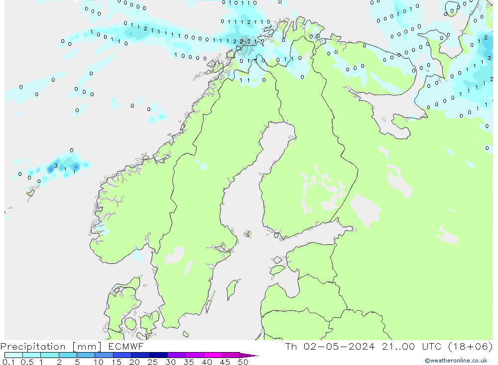 Precipitation ECMWF Th 02.05.2024 00 UTC