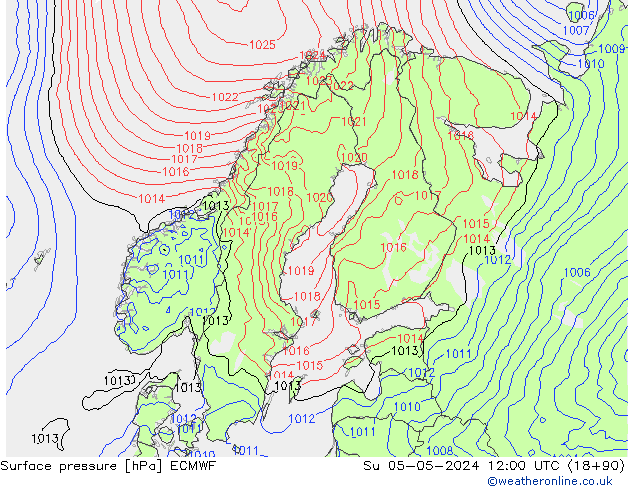 Surface pressure ECMWF Su 05.05.2024 12 UTC