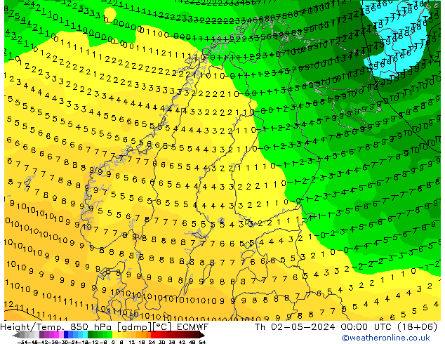 Z500/Rain (+SLP)/Z850 ECMWF Th 02.05.2024 00 UTC