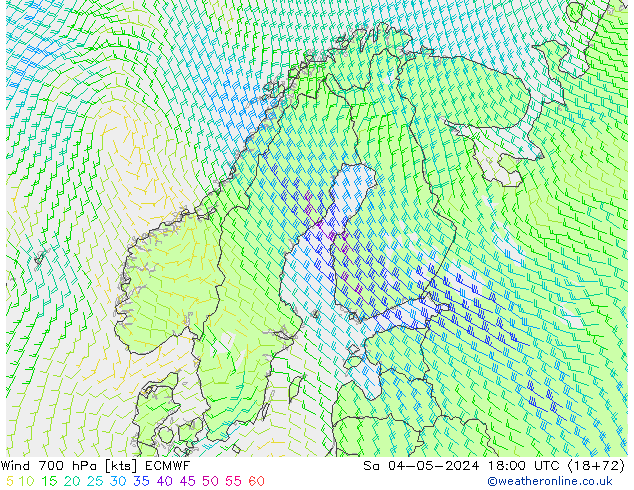 Wind 700 hPa ECMWF Sa 04.05.2024 18 UTC