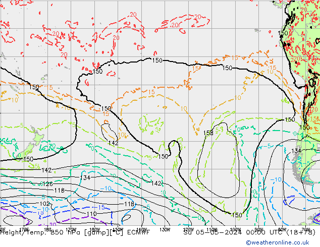 Z500/Yağmur (+YB)/Z850 ECMWF Paz 05.05.2024 00 UTC