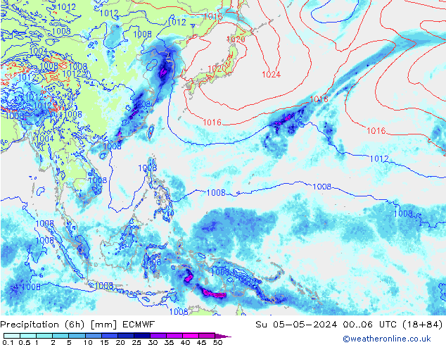 Z500/Rain (+SLP)/Z850 ECMWF Su 05.05.2024 06 UTC