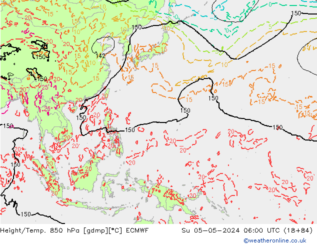 Z500/Rain (+SLP)/Z850 ECMWF Su 05.05.2024 06 UTC