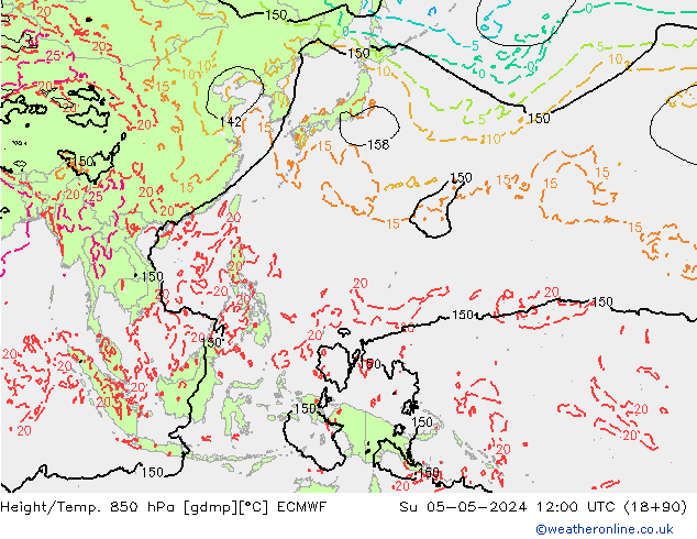 Z500/Rain (+SLP)/Z850 ECMWF dom 05.05.2024 12 UTC