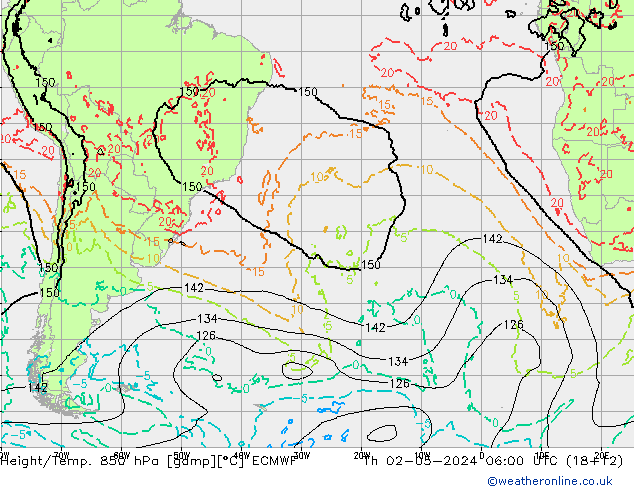 Z500/Rain (+SLP)/Z850 ECMWF czw. 02.05.2024 06 UTC