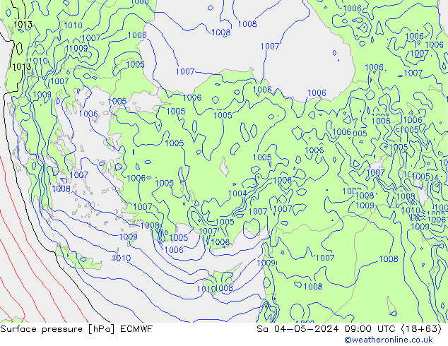 Surface pressure ECMWF Sa 04.05.2024 09 UTC
