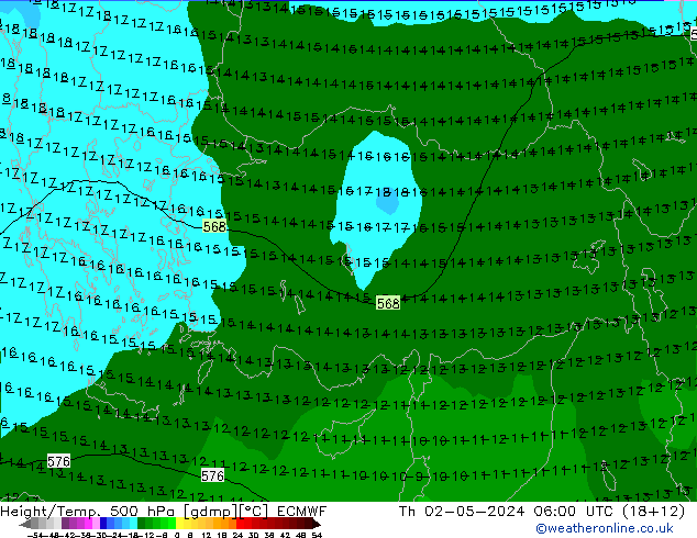 Z500/Rain (+SLP)/Z850 ECMWF gio 02.05.2024 06 UTC