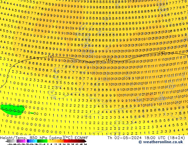 Z500/Yağmur (+YB)/Z850 ECMWF Per 02.05.2024 18 UTC