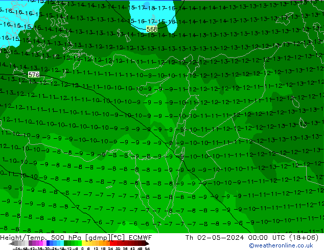 Z500/Rain (+SLP)/Z850 ECMWF Th 02.05.2024 00 UTC