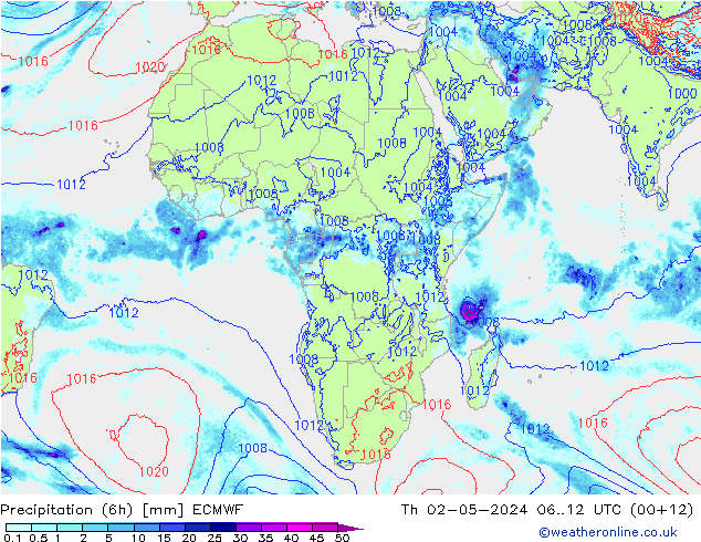 Z500/Rain (+SLP)/Z850 ECMWF Th 02.05.2024 12 UTC