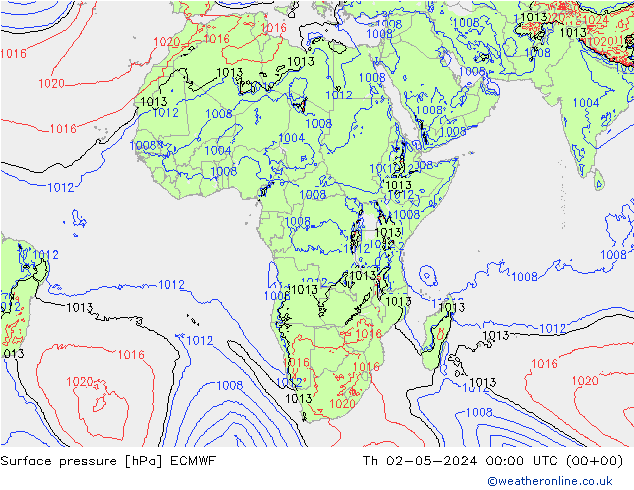 приземное давление ECMWF чт 02.05.2024 00 UTC