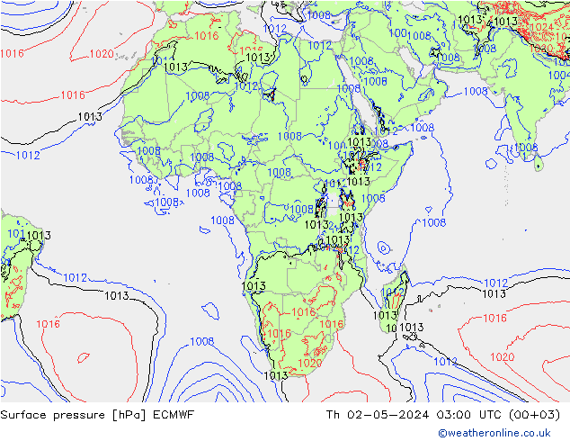 Surface pressure ECMWF Th 02.05.2024 03 UTC