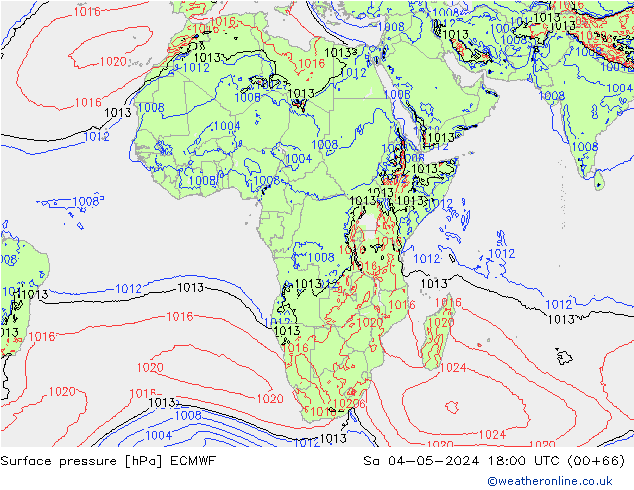 Surface pressure ECMWF Sa 04.05.2024 18 UTC