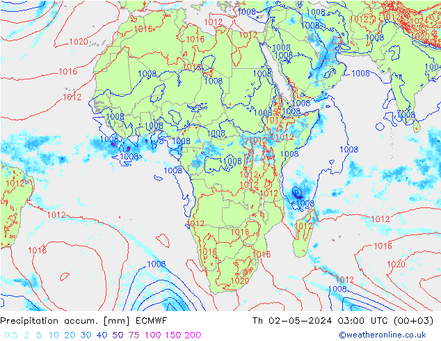 Precipitation accum. ECMWF gio 02.05.2024 03 UTC