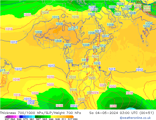 Thck 700-1000 hPa ECMWF Sa 04.05.2024 03 UTC