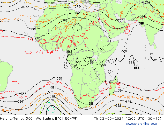 Z500/Rain (+SLP)/Z850 ECMWF Th 02.05.2024 12 UTC