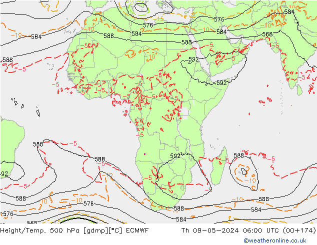 Hoogte/Temp. 500 hPa ECMWF do 09.05.2024 06 UTC
