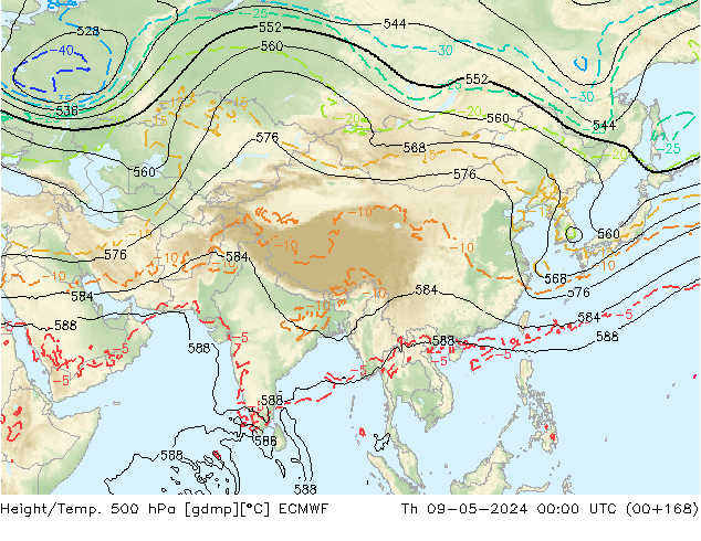 Z500/Rain (+SLP)/Z850 ECMWF jeu 09.05.2024 00 UTC