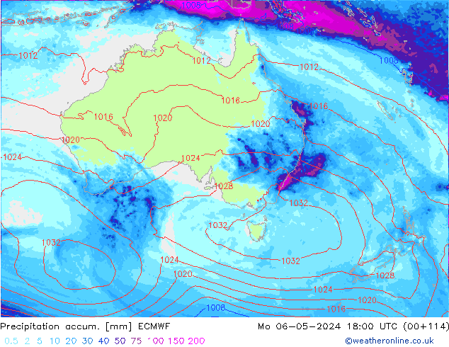 Precipitation accum. ECMWF пн 06.05.2024 18 UTC