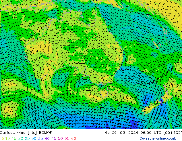 ветер 10 m ECMWF пн 06.05.2024 06 UTC