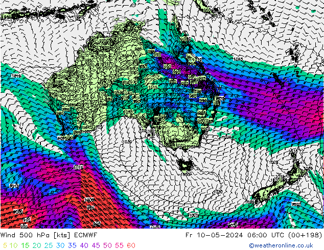 Rüzgar 500 hPa ECMWF Cu 10.05.2024 06 UTC